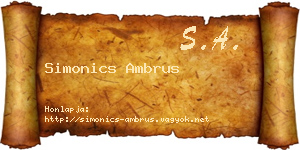 Simonics Ambrus névjegykártya